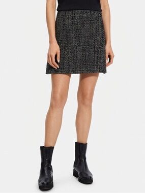 Theory Black Multi Noelle Tweed Mini Skirt Size 6